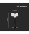 LED Bordlampe - 1800mAh Batteri, Ø150x300, 3000K, Svart Hus.