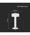 1W LED bordlampe med batteri, hvit - Oppladbar, 3000K, touch dimbar, DC 5V