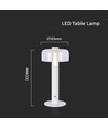 LED bordlampe - 1800mAh batteri, Ø150x300, 3000K, hvit