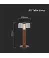 1W oppladbar LED bordlampe, sandbrun - Touch dimbar, 3000K, USB-C, 150x300mm