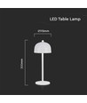 LED bordlampe - 1800mAh batteri, Ø115x300, 3i1, hvit, hus