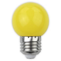 E27 vanlig LED 1W Farget LED kronepære - Gul, E27