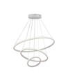 32W LED pendel, 3 ringer - Ø60+40+20cm, 3880lm, 3000K, hvit finish