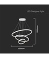 LED hengende dekorativ lampe - Ø600+Ø400+Ø200, 3000K, hvit, hus.