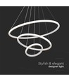 32W LED pendel, 3 ringer - Ø60+40+20cm, 3880lm, 3000K, hvit finish