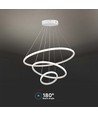 32W LED pendel, 3 ringer - Ø60+40+20cm, 3880lm, 3000K, hvit finish