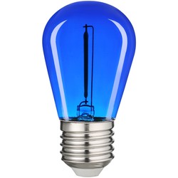 E27 vanlig LED 0,6W Farget LED kronepære - Blå, Karbon filamenter, E27
