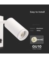 GU10 vegglampe med bryter - Hvit, aluminium, uten lyskilde