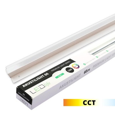 60 cm LED Troldtekt-skinne, CCT - 19W, Akustilight, innfelt, 24V
