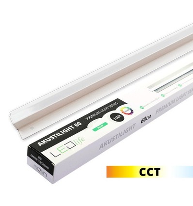 Trebetong/gips LED lysskinne 60 cm, CCT - 19W, Akustilight, innfelt, 24V