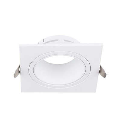 GU10 Downlight - Firkantet, hvit, hull: 75x75 mm, uten lyskilde
