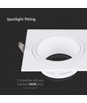 GU10 Downlight - Firkantet, hvit, hull: 75x75 mm, uten lyskilde