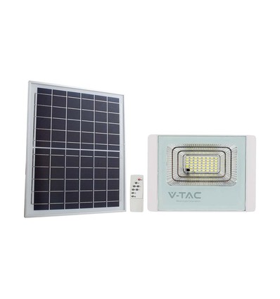 20W solcellepanel - LED lyskaster, 6400K, hvitt hus.