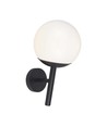 E27 utendørs vegglampe - Sort, IP44, opal kule, Ø20cm, uten lyskilde