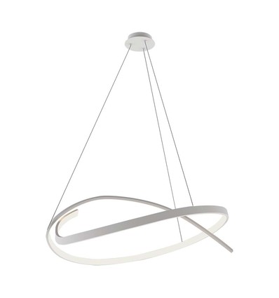 48W LED pendel, hvitt sirkel design - Dimmbar, 5150lm, IP20, justerbar høyde 80-120cm