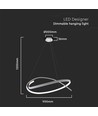 48W LED Hengelampe - 800x1200mm, 3000K, hvit, metall, TRIAC dimbar