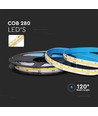 5m 10W/m COB-LED strip - 24V, 280 LED/m, IP20, 8mm bredde