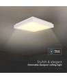 48W dimbar LED designer taklampe - Firkantet, hvit, IP44, 420x420mm, 4000K