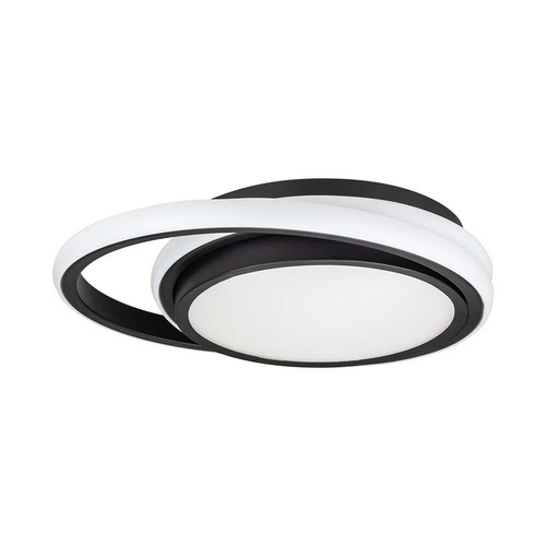 38W LED Designer Lys - 4000K, Svart, Dobbel, Rund