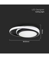 38W LED Designer Lys - 4000K, Svart, Dobbel, Rund