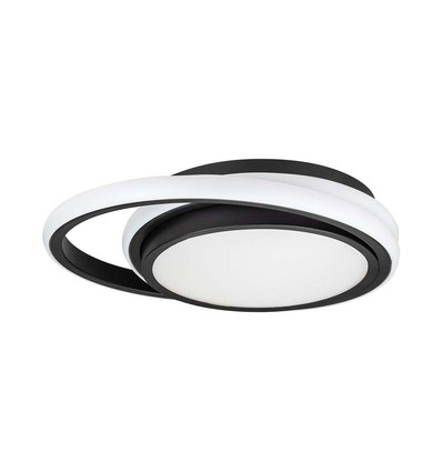 24W LED designer taklampe - Ø31cm, 4000K, sort, dobbelt sirkel design, IP20