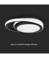 24W LED designer taklampe - Ø31cm, 4000K, sort, dobbelt sirkel design, IP20