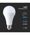 E27 12W LED pære med nødlys - A80, 4000K, 3,5-4,5 timers batteritid, oppladbar