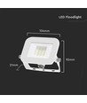 10W LED lyskaster, hvit - Samsung LED chip, IP65, ultra-tynt design, 3000K, utendørs