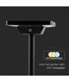 2W LED solcelle hagespot med spyd - IP65, 3-i-1 CCT, sort, bevegelsessensor, aluminiumsfot