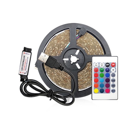 1m USB RGB LED-strip til TV og PC - Inkl. kontroller og fjernkontroll, 60 LED pr. meter
