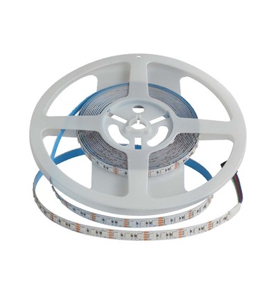 120 LED Stripelys 12W - RGB, IP20, 24V, 8mm, Hvit Dobbelt PCB, 5m/Rull