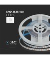 120 LED Stripelys 12W - RGB, IP20, 24V, 8mm, Hvit Dobbelt PCB, 5m/Rull