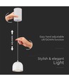 8,5W LED pendel - Ø10cm, hvit, touch on/off, 3000K, inkl. lyskilde