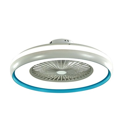 Vifte med taklys 45W - RF kontroll, CCT:3 i 1, AC motor, blå ring