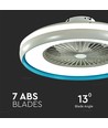 Vifte med taklys 45W - RF kontroll, CCT:3 i 1, AC motor, blå ring