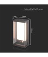 1W Solara vegglampe med sensor - IP65, 3000K, mørkegrå, solcelle, bevegelsessensor, utendørs