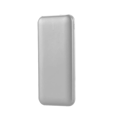 10000mAh powerbank, 10W - Sølv, LED display, inkl. 30cm Type-C kabel