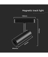 LED ultra tynn magnetisk skinnespot 11W - 6400K, svart hus