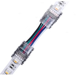 RGB+W LED strip Samler med ledning til LED stripe - 12mm, RGB+W, IP65, 5V-24V