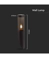 E27 sort skrå vegglampe, 40cm - IP44, rustfritt stål, uten lyskilde, hage/sti