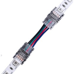 Samler med ledning til LED stripe - 10mm, RGB, IP65, 5V-24V