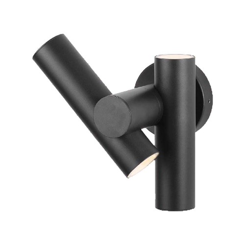 6W 2-veis spot vegglampe - IP44, sort, 3000K, 90 grader, justerbar, inkl. lyskilde