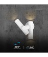 6W 2-veis spot vegglampe - 3000K, hvit, IP44, 300° justerbar, inkl. lyskilde