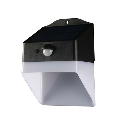 2W Solcellevegglampe - Panda 200lm, Litiumbatteri 3.7V 1200mAh, 4000K, Svart+Hvit