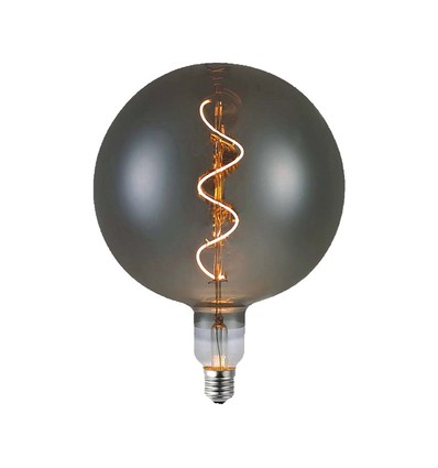 E27 4W dimbar G200S Spiral Filament LED pære - Smoky glass, 2700K, 120lm, 300° lysspredning