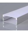 2m Alu profil til LED strips, 50x20mm - Sølv, inkl. melkehvitt deksel