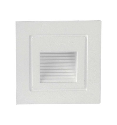 3W LED trappelys for innbygging - IP65, varm hvit, hvit kant, firkantet, 5,8x5,8 cm