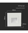 3W LED trappelys for innbygging - IP65, varm hvit, hvit kant, firkantet, 5,8x5,8 cm