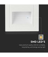 5W hvit LED innbyggingsspot til trapper - IP65, 3000K, kvadratisk, aluminium