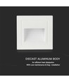 5W hvit LED innbyggingsspot til trapper - IP65, 3000K, kvadratisk, aluminium